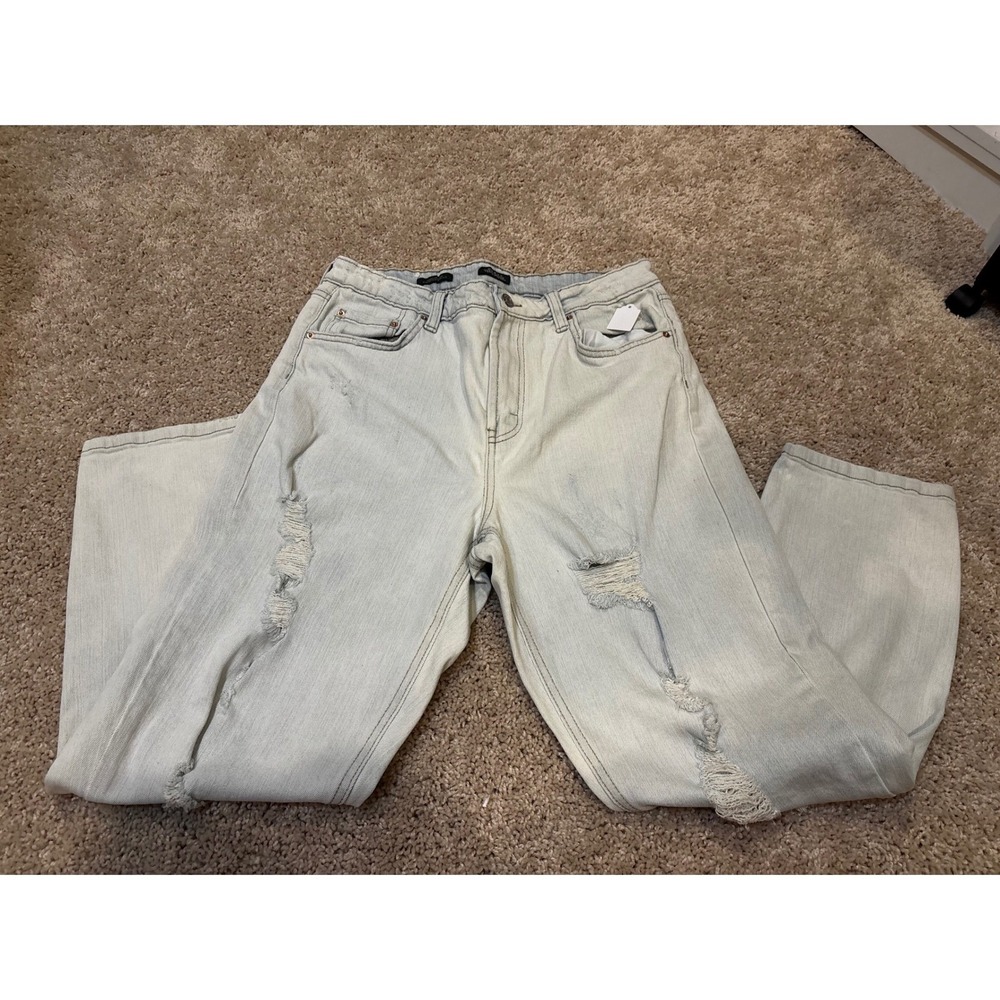 Wild Fable Womens Highest Rise Mom Jeans Light Wash Distressed Denim Size 10